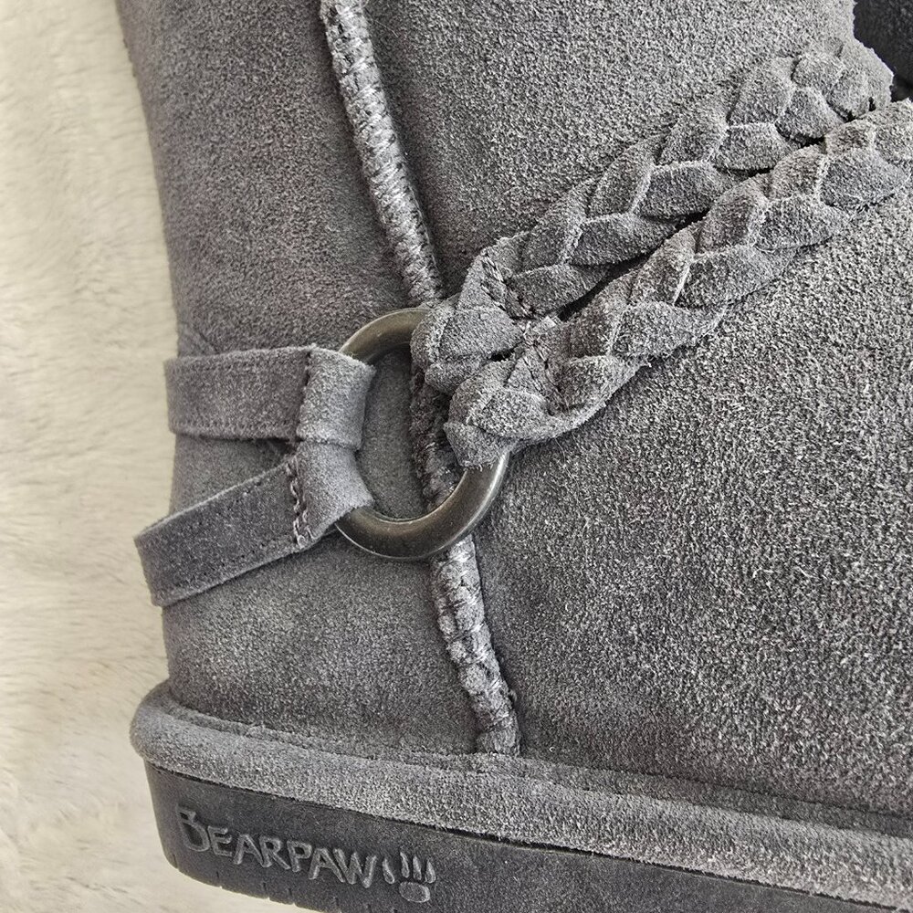 Sheepskin Lined Suede Gray Boots New - Picture 3 of 5